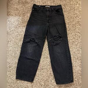 Levi's Black Distressed Boyfriend Jeans